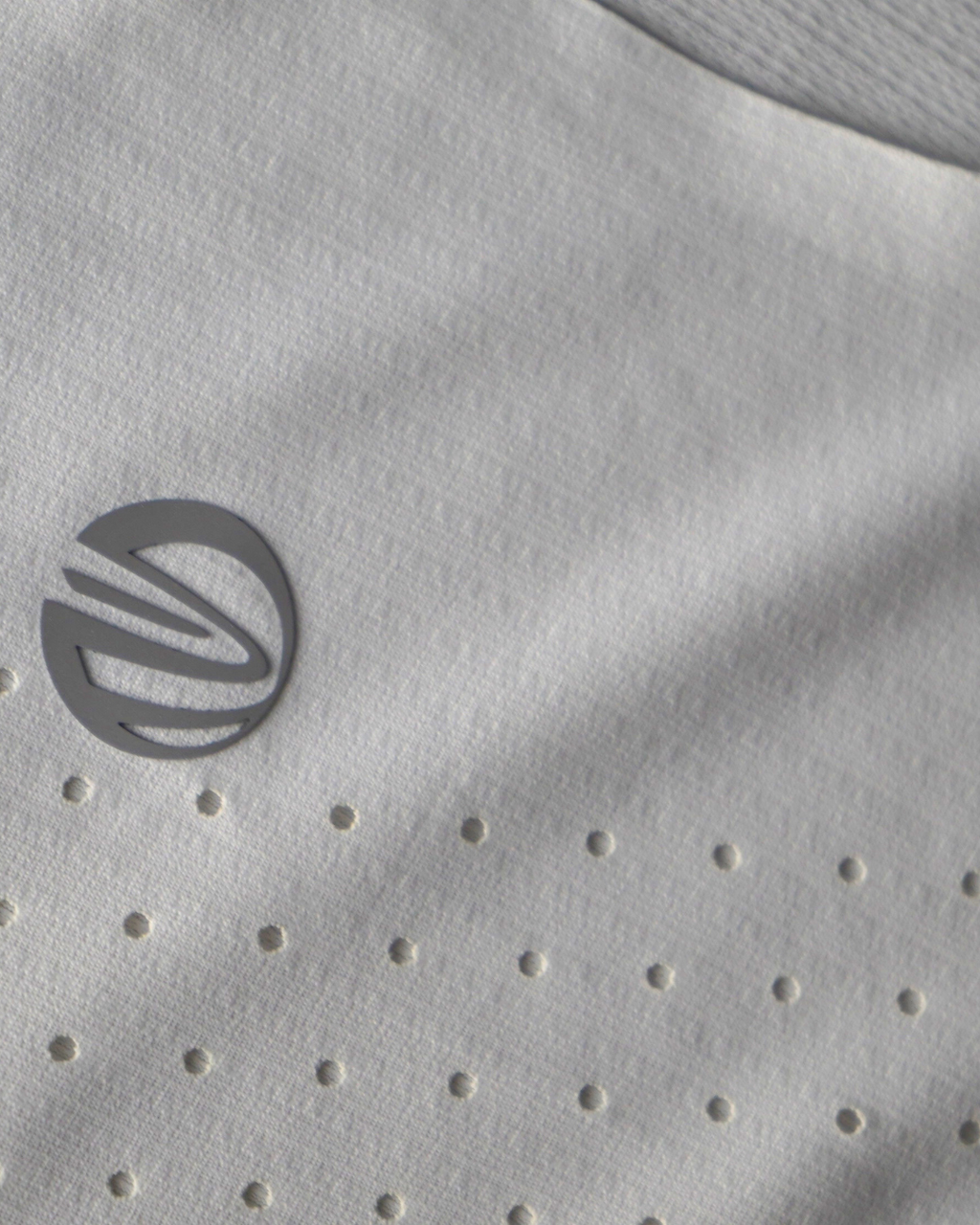Mens Singlet fabric with a logo and small holes pattern